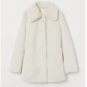 NWT H&M Size 12 Faux Fur Cream Jacket